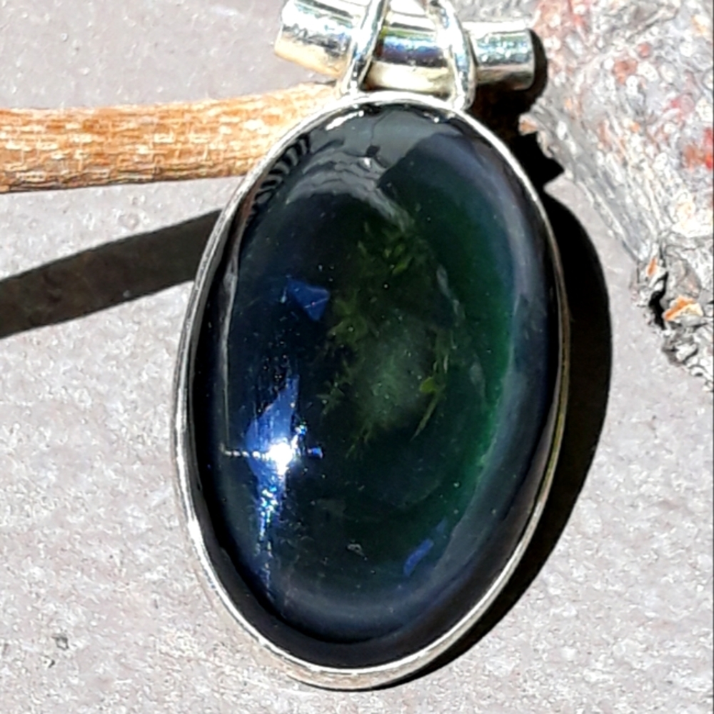 Black Obsidian Eye Silver Pendant